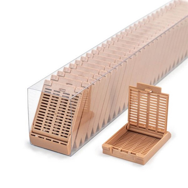 Hinged Tissue Cassette, tan